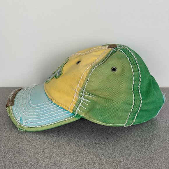 True Religion Distressed Green Yellow Blue Hat Y2K Strapback Cap main image 10